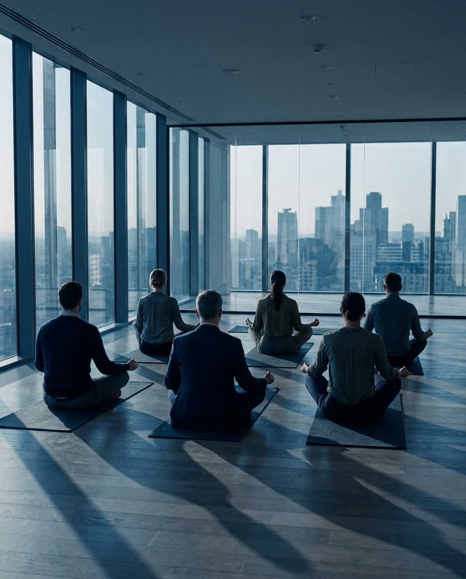 Firmenteam bei einem halbtägigen Yoga-Event als Team-Reset